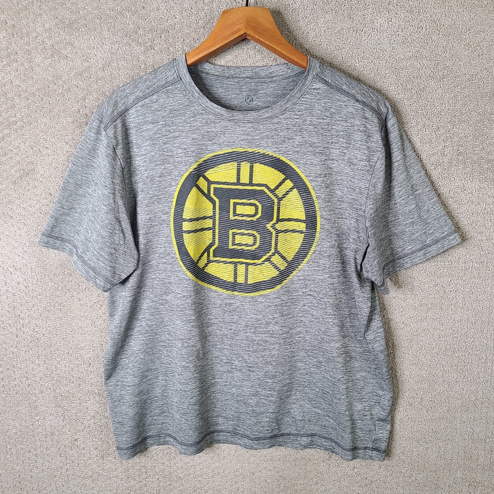 NHL Boston Bruins Shirt Mens Large Gray Heather Performance T-Shirt Short Sleeve
